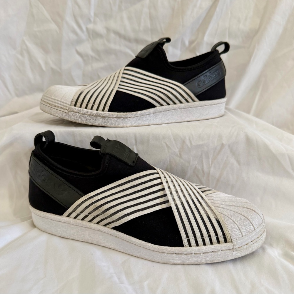 Adidas Black and White Slip on Sneaker - Size US8.5